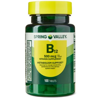 Spring Valley Vitamin B12 Supplement, 500 mcg