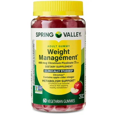 Spring Valley Weight Management Dietary Supplement Vegetarian Gummies, Apple, 400 Mcg