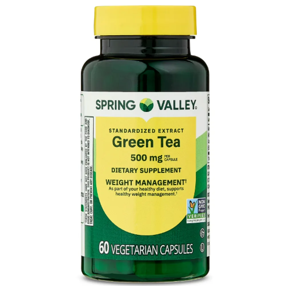 Spring Valley Standardized Extract Green Tea Dietary Supplement Vegetarian Capsules for Weight Management, 500 mg