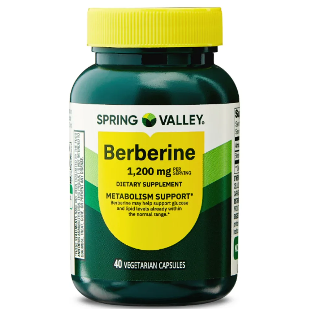 Spring Valley Berberine Dietary Supplement Vegetarian Capsules for Metabolism Support, 1200 mg