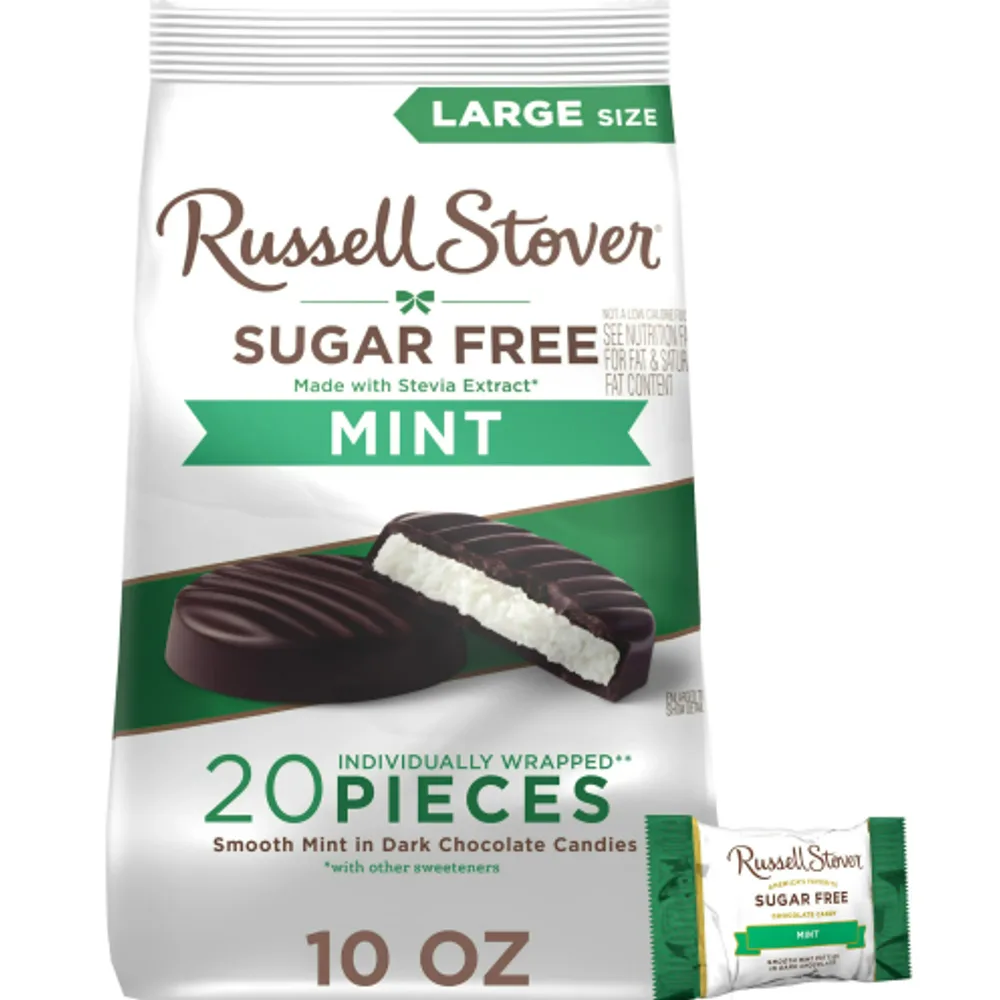RUSSELL STOVER Sugar Free Dark Chocolate Mint Patties Candy