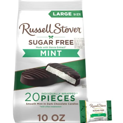 RUSSELL STOVER Sugar Free Dark Chocolate Mint Patties Candy