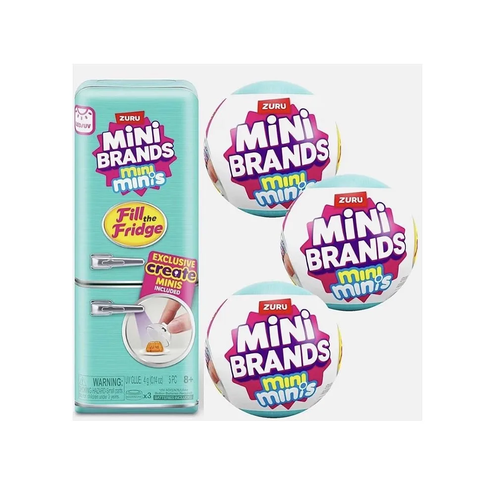 Mini Brands Fill The Fridge Playset w/UV Light + 3 capsules