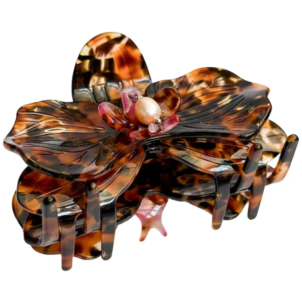 Chunks Medium Orchid Hair Claw Clip in Leopard