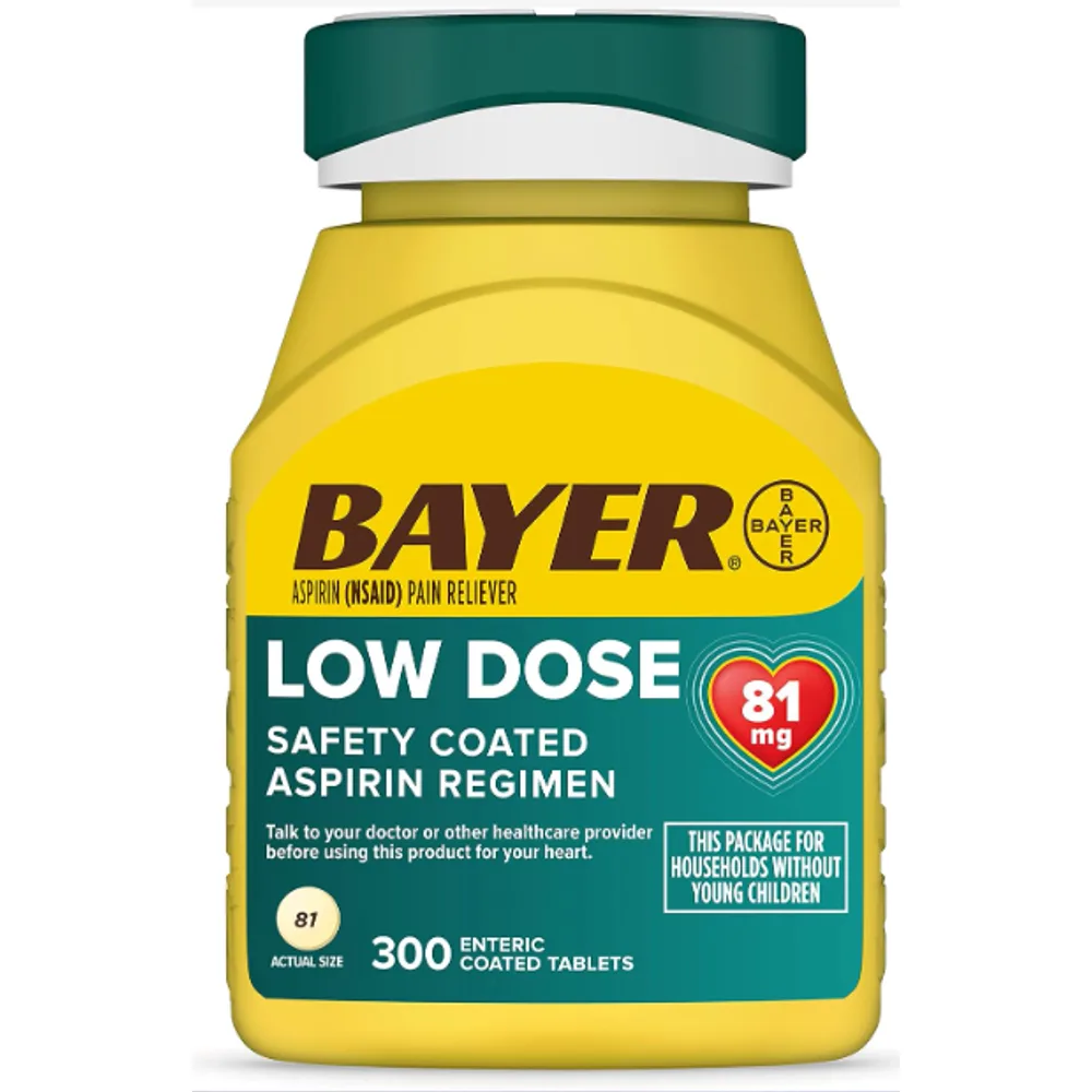Bayer Aspirin Low Dose 81 mg, Enteric Coated Tablets, Doctor Recommended, Secondary Prevention of Cardiovascular