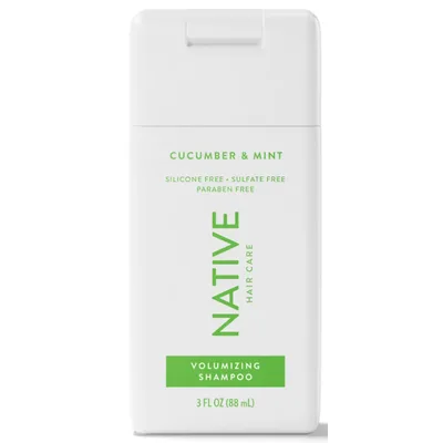 Native Travel Size Vegan Cucumber & Mint Volume Shampoo, Clean, Sulfate, Paraben and Silicone Free