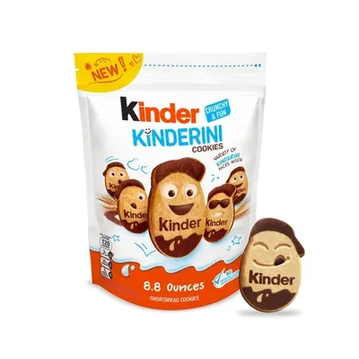 Kinder Kinderini Shortbread Cookies, Crunchy Biscuits Snack with Fun Expressions