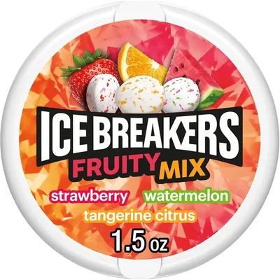 Ice Breakers Fruity Mix Assorted Fruit Flavored Sugar Free Mints Puck