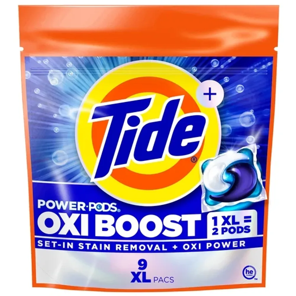Tide Oxi Boost Power PODS Laundry Detergent Pacs, 9 Count