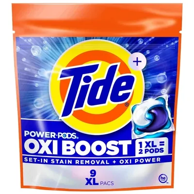 Tide Oxi Boost Power PODS Laundry Detergent Pacs, 9 Count