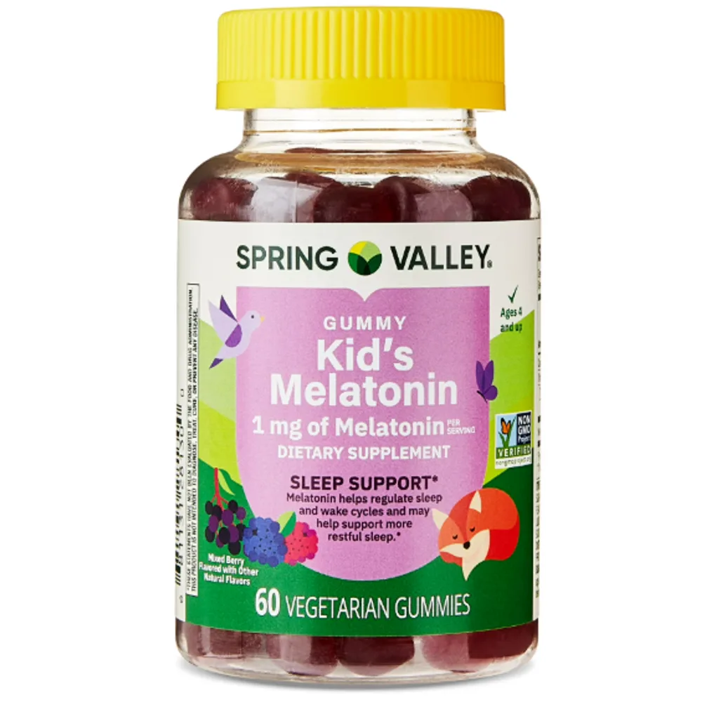 Spring Valley Kids Melatonin Dietary Supplement Gummies Raspberry 1mg