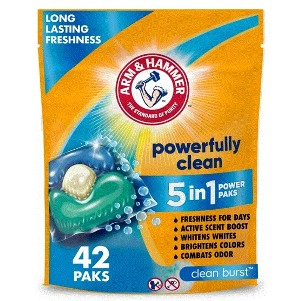 ARM & HAMMER Clean Burst 5-in-1 Laundry Detergent Power Paks