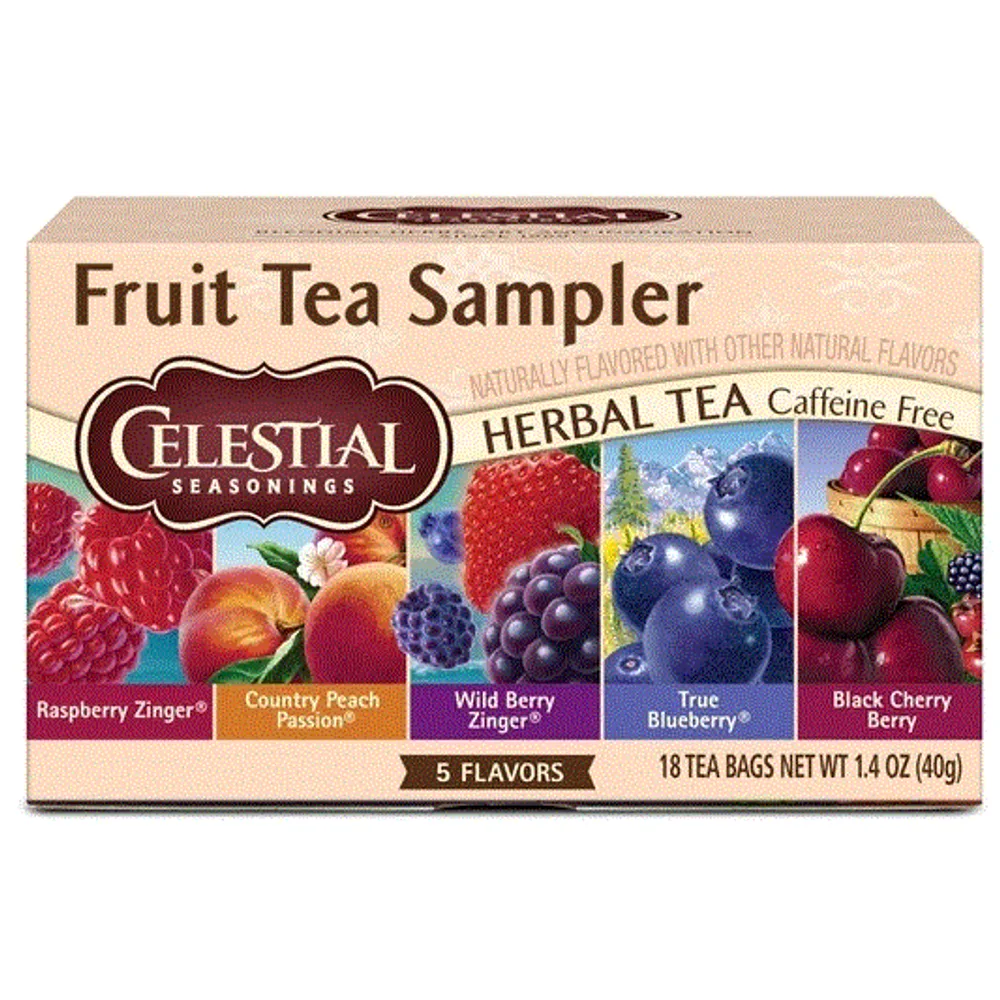 Celestial Seasonings Fruit Tea Sampler, Caffeine-Free Herbal Tea Bags