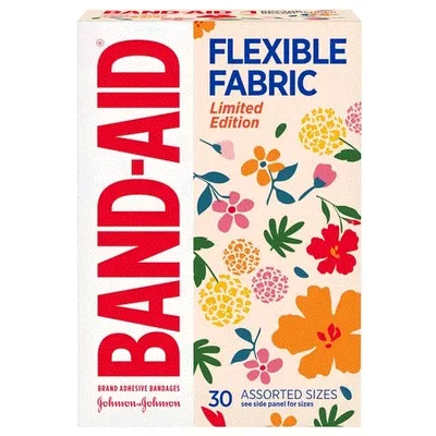 Band-Aid Brand Flexible Fabric Bandages, Wildflower, Assorted