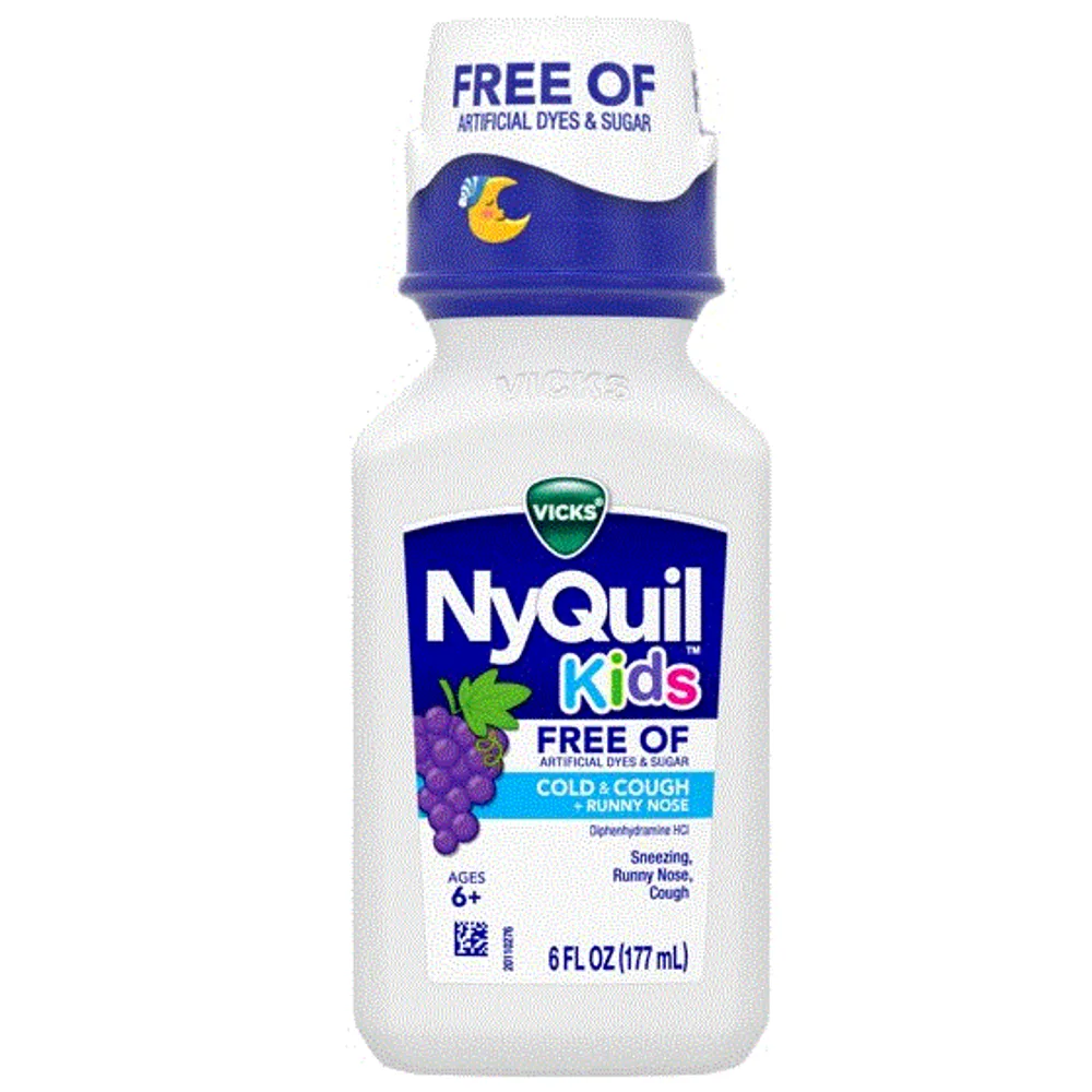 Vicks NyQuil Kids Cold + Cough Syrup, Children's Cold Medicine, Grape