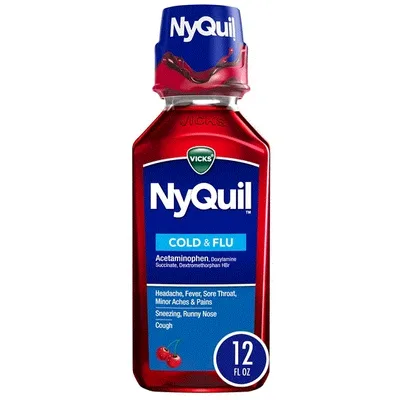 Vicks NyQuil Cold and Flu Liquid, Nighttime Cold Medicine, Original