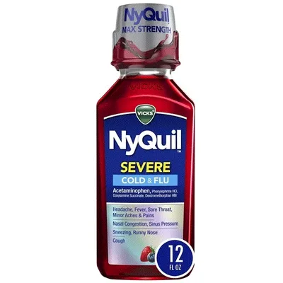 Vicks NyQuil SEVERE Cold & Flu Liquid, Cold and Flu Medicine for Adults, Origina