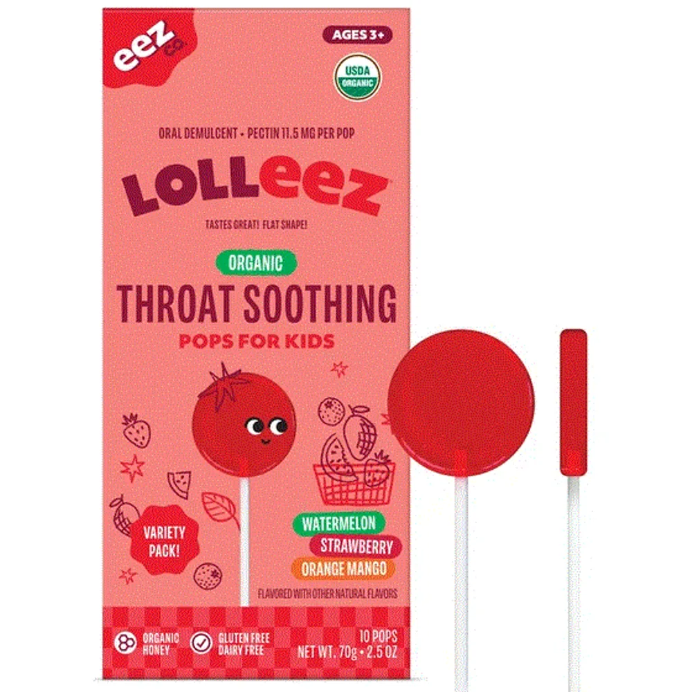 Lolleez by EEZ Co. Organic Throat Soothing Variety Pack Lollipops for Kids