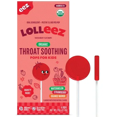 Lolleez by EEZ Co. Organic Throat Soothing Variety Pack Lollipops for Kids