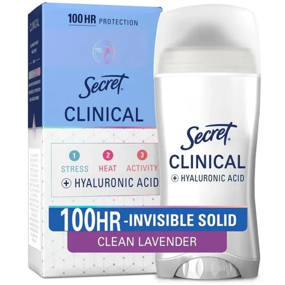 Secret Clinical 100HR Antiperspirant Deodorant, Invisible Solid, Clean Lavender