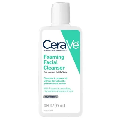 CeraVe Foaming Face Wash with Hyaluronic Acid and Niacinamide for Oily Skin