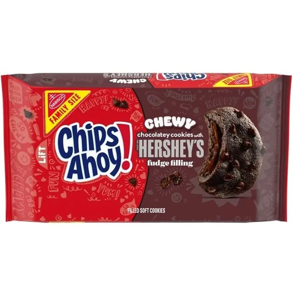 CHIPS AHOY! Chewy Hershey's Fudge Filled Soft Fudgy Chocolate Chip Cookies