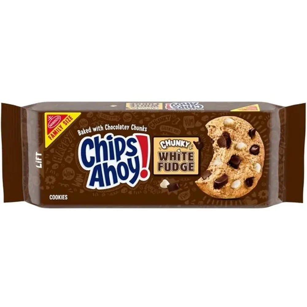 CHIPS AHOY! White Fudge Chocolate Chunky Fudgy Chocolate Chip Cookies, Family Size