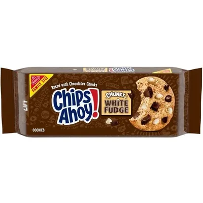 CHIPS AHOY! White Fudge Chocolate Chunky Fudgy Chocolate Chip Cookies, Family Size