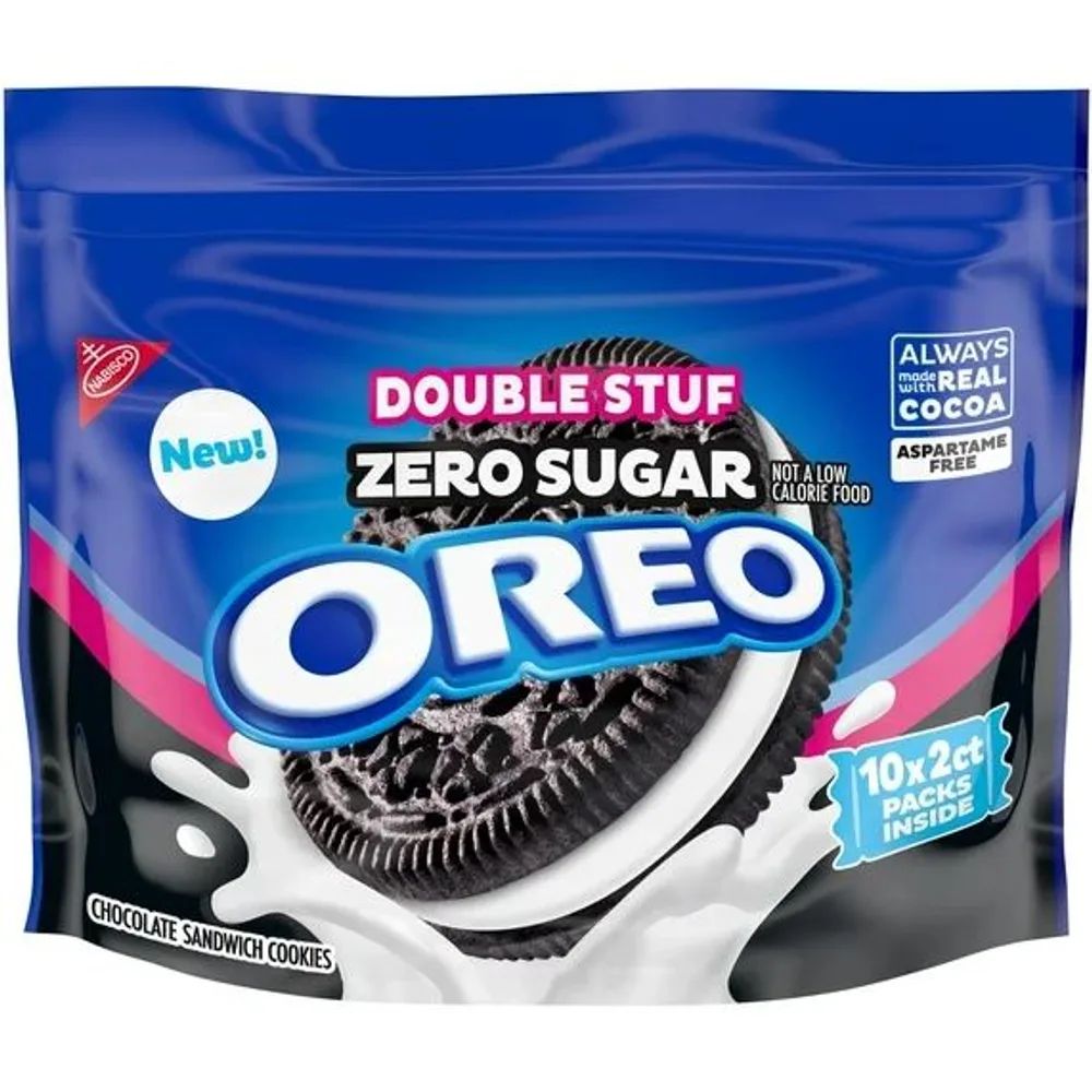 OREO Double Stuf Zero Sugar Chocolate Sandwich Cookies, 10 Snack Packs