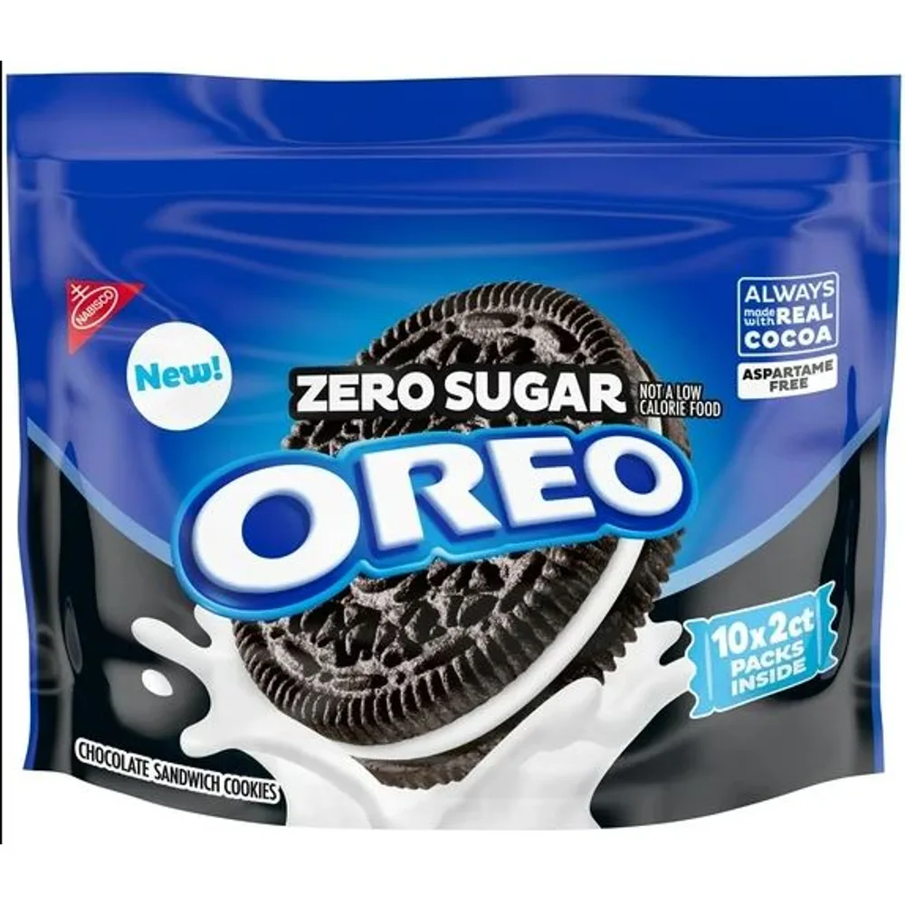 OREO Zero Sugar Chocolate Sandwich Cookies, 10 Snack Packs