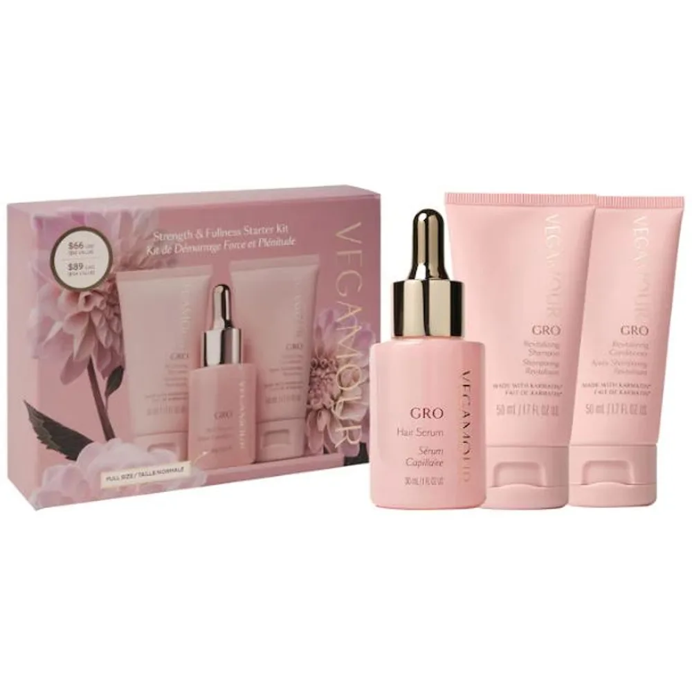 Vegamour GRO Hair Serum and Mini Shampoo and Conditioner Gift Set