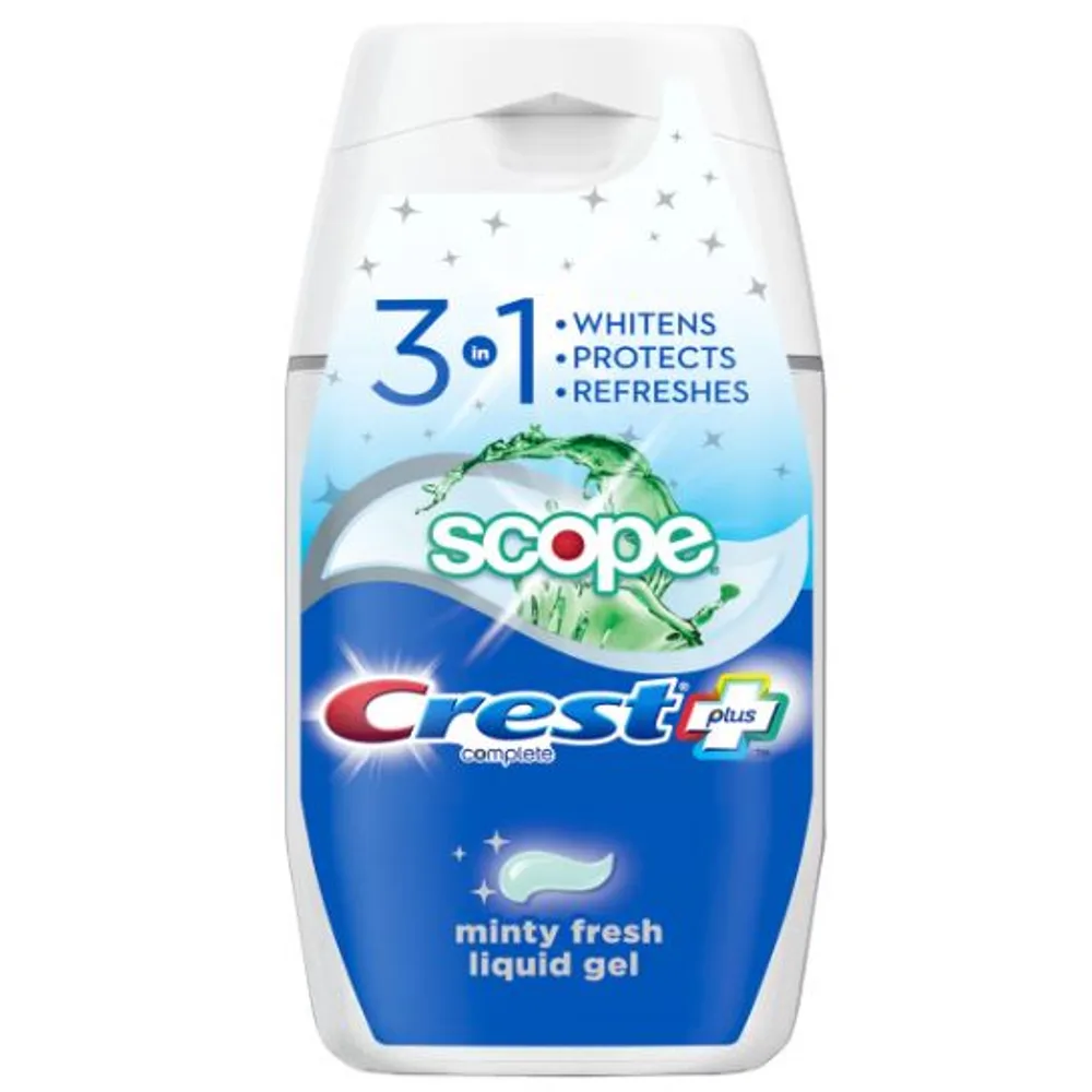 Crest Complete Plus Scope 3-In-1 Fluoride Whitening Liquid Gel Toothpaste
