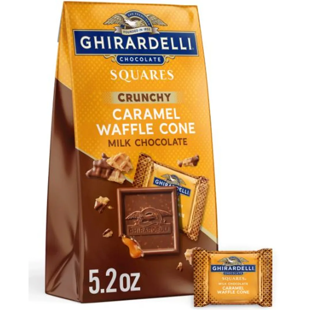 Ghirardelli Milk Chocolate Candy SQUARES with Caramel Waffle Cone Filling