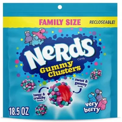 NERDS Gummy Clusters, Candy, Very Berry, Crunchy and Gummy