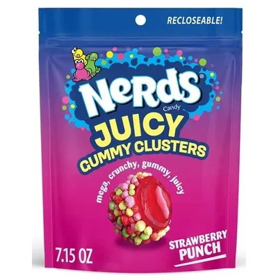 NERDS Juicy Gummy Clusters, Strawberry Punch, Juicy and Gummy Candy, for Snacking and Sharing