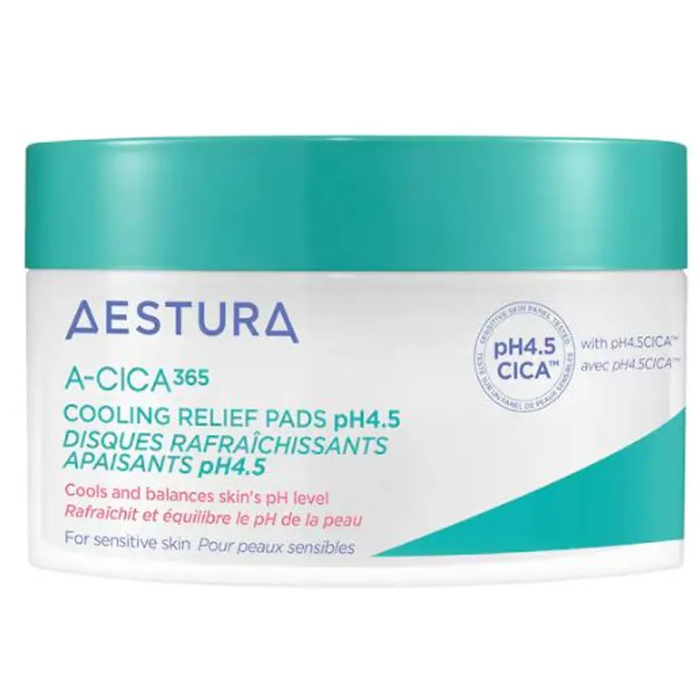 AESTURA A-CICA365 Cooling Relief Toner Pads pH4.5 with Centella Asiatica + Hyaluronic Acid for Redness