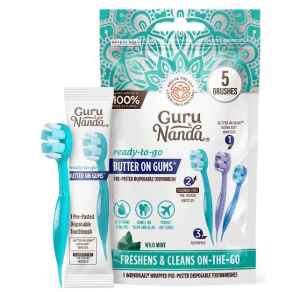 GuruNanda Butter on Gums Pre-Pasted Toothbrushes