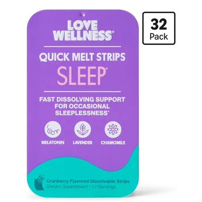 Love Wellness | Sleep Quick Melt Strips | No Water Needed | 32 Strips